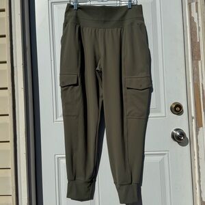 Athleta Olive Green High Rise Cargo Joggers Size Large